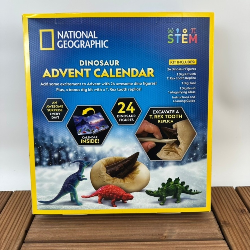 National Geographic Dinosaur Advent Calendar 24 Figures T Rex Tooth Replica - Picture 2 of 3